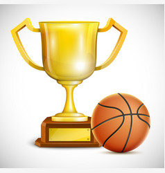 Golden Trophy Cup With Basketball Golden Trophy Cup With Basketball vector image