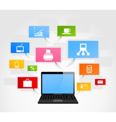 Laptop and office network vector image
