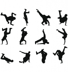 Breakdancer silhouettes Breakdancer silhouettes vector image