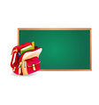 Green board and school bag vector image