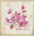 Realistic flowers on sketchy floral paper vector image