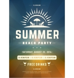 Retro Summer Holidays Beach Party Poster or Flyer vector image