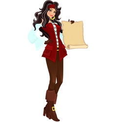 Pirate girl with scroll vector image