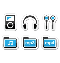 Mp3 player icons set vector image