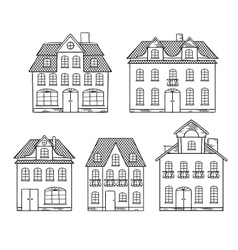 Old hand drawing houses isolated vector image