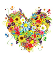 Summer floral heart for your design vector image