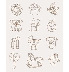 Baby icons - girl vector image