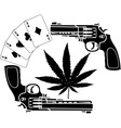 Cards hemp and two pistols stencil vector image