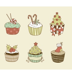 Christmas cupcakes vector image