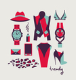 Woman clothes and accessories vector image