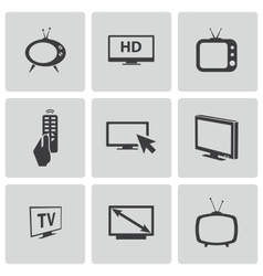 Black TV icons set Black TV icons set vector image