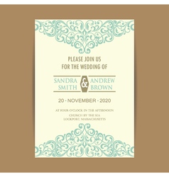 Invitation card with vintage blue elem vector image