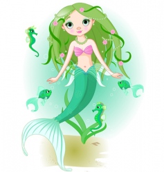 Mermaid girl under the sea vector image