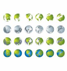 World map globe collection vector image