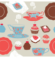 Tea and cupcakes Seamless pattern Tea and cupcakes Seamless pattern vector image