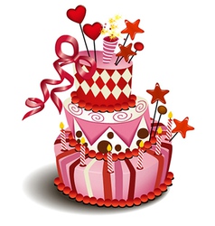 Big pink cake vector image