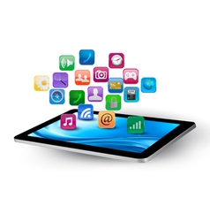 Colorful application icons in a tablet vector image