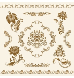Set of damask ornaments vector image
