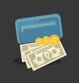 Wallets with money shopping purse cas Wallets with money shopping purse cas vector image