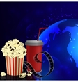 Popcorn and movie film Popcorn and movie film vector image