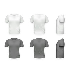 Black and white t-shirt front side back view Black and white t-shirt front side back view vector image