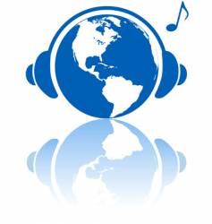 Earth music world headphones vector image