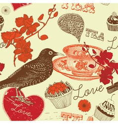Hot tea Bird and orchid vector image