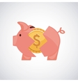 Piggy with money isolated icon design vector image