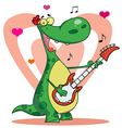 Romantic Guitarist Dinosaur Singing vector image