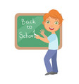 Elementary school student writing text back to Elementary school student writing text back to vector image