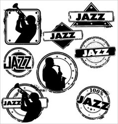 Grunge jazz musician stamps vector image