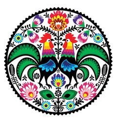 Polish floral embroidery with roosters pattern vector image