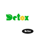 Detox word logo Wide green letters with leaves and vector image