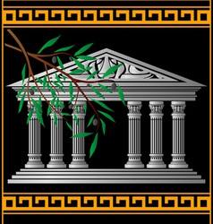 Greek temple and olive branch vector image
