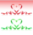 Red and green ribbons in the form of heart vector image