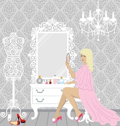 Beautiful fashion woman in her boudoir vector image