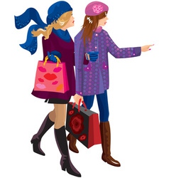 Two Girls Shopping Together vector image