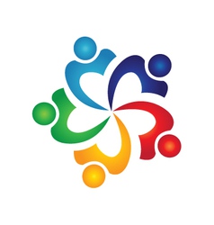 Teamwork swoosh people logo vector image