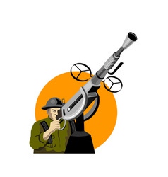 World War Two British Soldier Machine Gun vector image