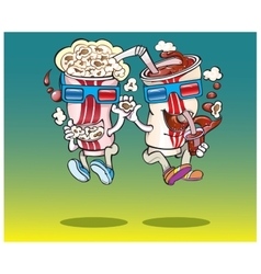 Popcorn and Coca watch the 3D movie Popcorn and Coca watch the 3D movie vector image