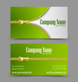 Zipper theme business card vector image