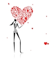 Valentine day Girl with big red heart vector image
