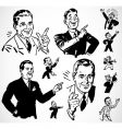 Retro men pointing vector image