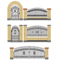 Gate and fences with brick columns and lattice vector image