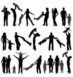Silhouette happy family vector image