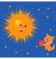 Sun And Kitten With A Ball vector image