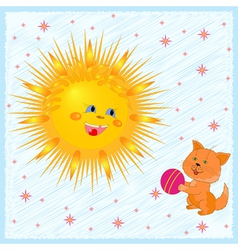 Sun And Kitten vector image