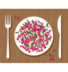 Cherries on a plate Cherries on a plate vector image