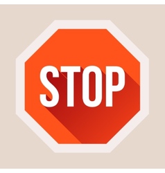 Stop sign with long shadow in flat style vector image