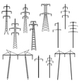 Silhouettes of pylons transmission line vector image